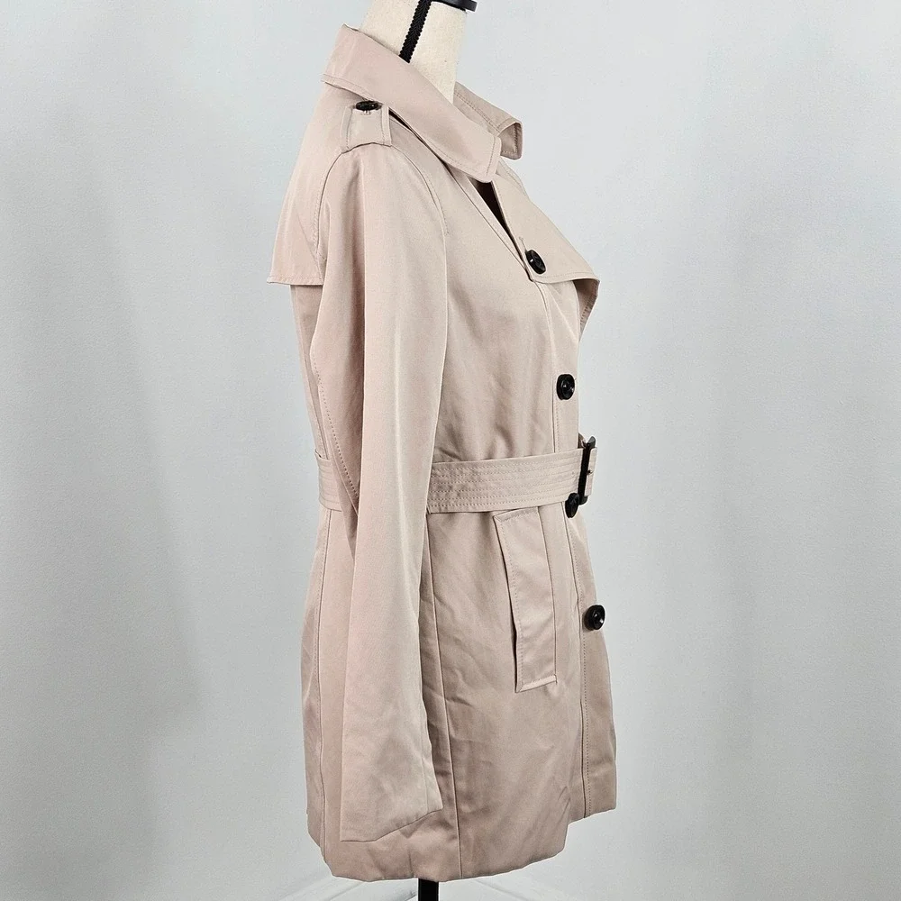 Lands' End Womens Tan Trench Coat NEW Size 4 Double Breasted Belted